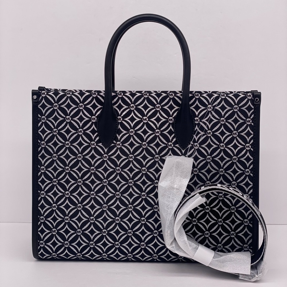 Michael Kors Mirella Medium Metallic Logo Jacquard Tote Bag and Wallet Set - Picture 10 of 15